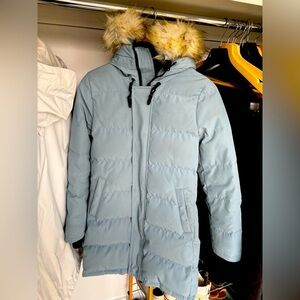 TNA baby blue “powder parka” in XS